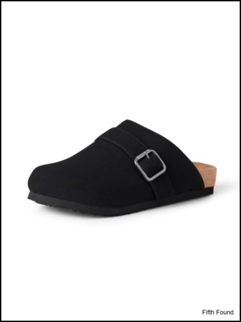 Faux Suede Clogs Slip-On Comfort Shoes with Buckle Detail